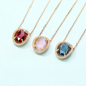 Penfine Jewelry - 10x8mm London Blue Topaz/Garnet/Pink Crystal Penda Penfine Jewelry - 10x8mm London Blue Topaz/Garnet/Pink Crystal Penda